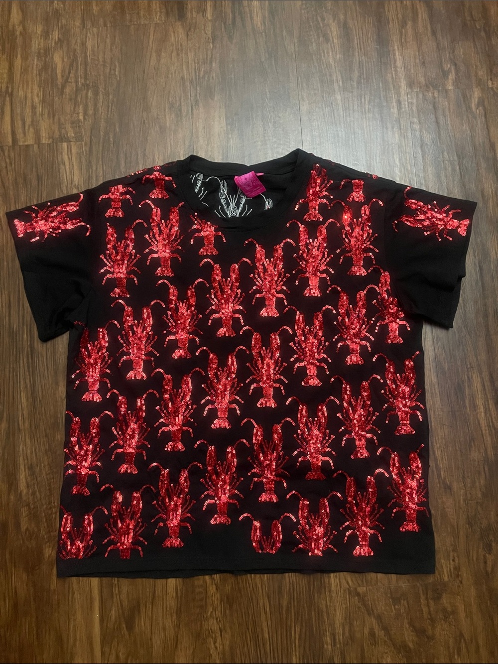 NWOT Queen of Sparkles all over crawfish shirt Size Medium